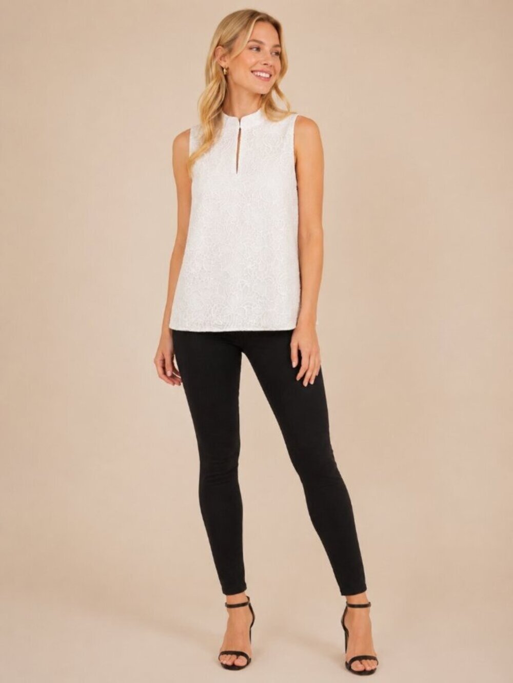 NWT White House Black Market Sleeveless Mock Neck Embroidered Top 4